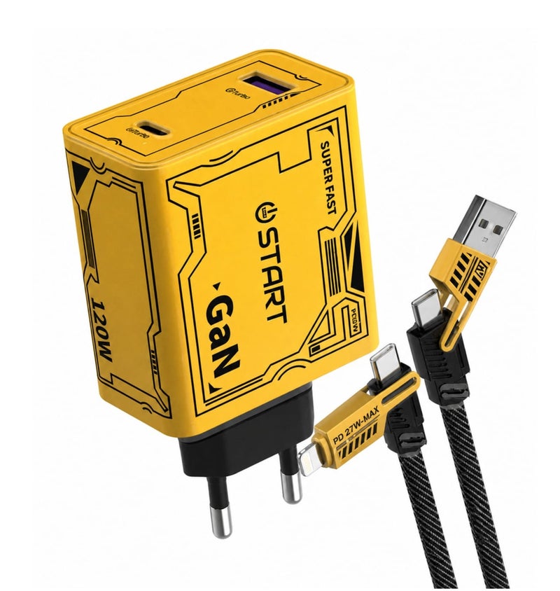ST-085 120W GaN Fast Charger with 4 in 1 Cable Smart Quick Charge USB Output Type C Output Full Protection