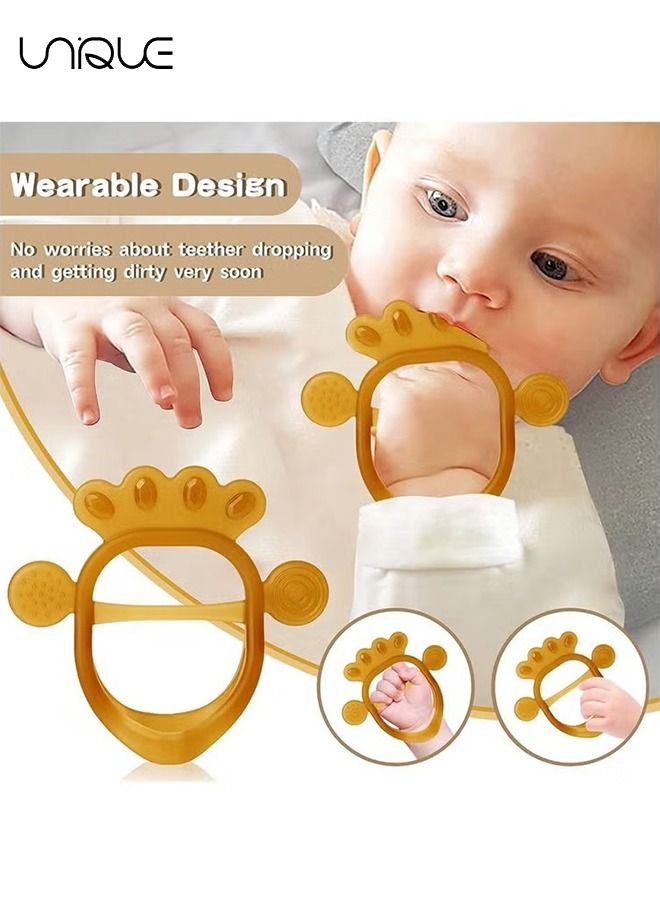 Unique Teething Toys, Soft Baby Teether for Soothe Babies Sore Gums for New Born Breast Feeding Babies, Freezer Safe, BPA Free, Hands Design, for Babies 0 to 6 Months (Amber, 1Pack)  - Image 3