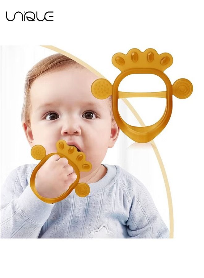 Unique Teething Toys, Soft Baby Teether for Soothe Babies Sore Gums for New Born Breast Feeding Babies, Freezer Safe, BPA Free, Hands Design, for Babies 0 to 6 Months (Amber, 1Pack)  - Image 1