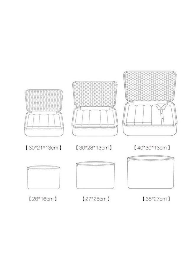 House of Quirk Travel Storage Printed Clothes Packing Cubes Space Savers Bags Cosmetics/Underwear/Socks/Shoes Organizer Pouch (Pack of 6 Black) Polyester - Image 4