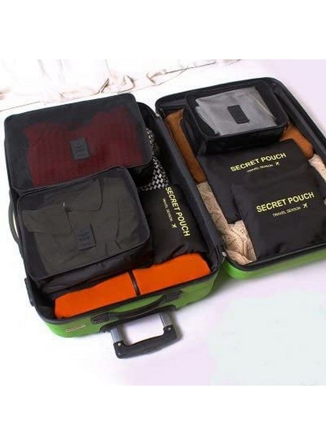 House of Quirk Travel Storage Printed Clothes Packing Cubes Space Savers Bags Cosmetics/Underwear/Socks/Shoes Organizer Pouch (Pack of 6 Black) Polyester - Image 5