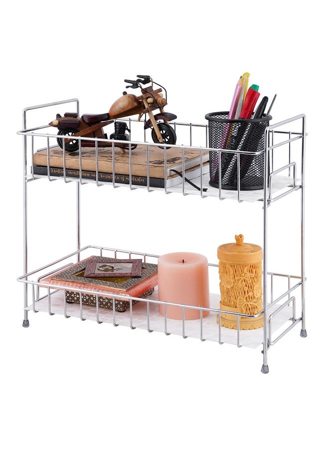 URBANMONK URBANMONK Metal Rack for Kitchen | Metal stand for Kitchen, Bathroom & Dressing Table Rack| Organisers for kitchen storage, Cosmetics Reck | (Silver)  - Image 1