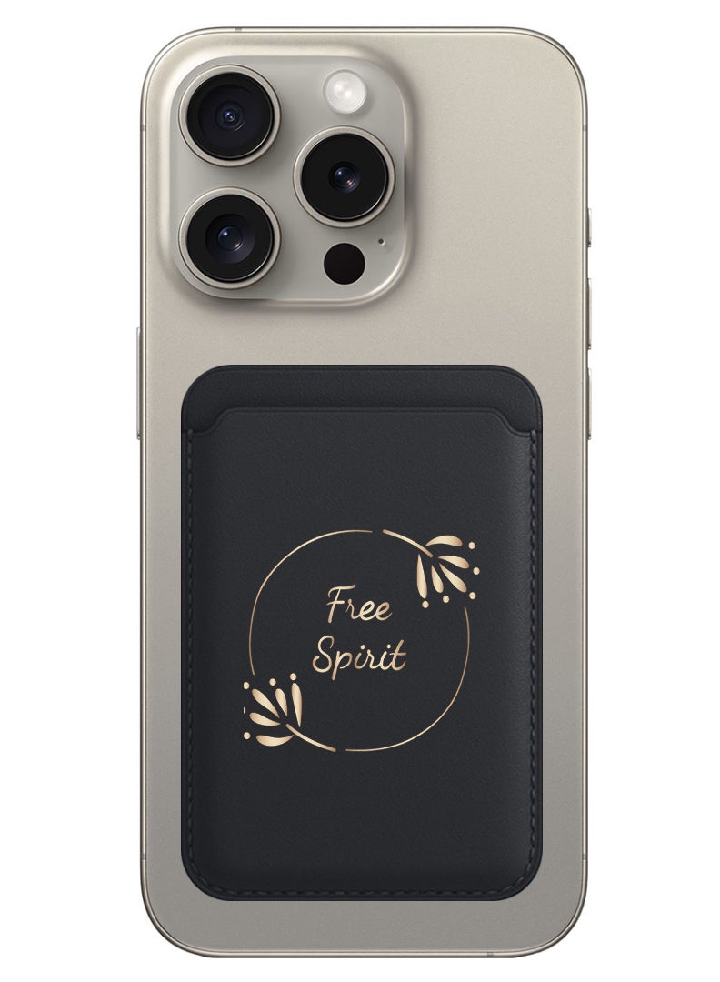 Theodor Magnetic Wallet, Compatible with MagSafe Wallet, for iPhone Wallet, for iPhone 16/15/14/13/12 Series, Not for iPhone 13/12 mini, 3 Card Holder, Vegan Leather, Black - Free Spirit Circle - Image 1