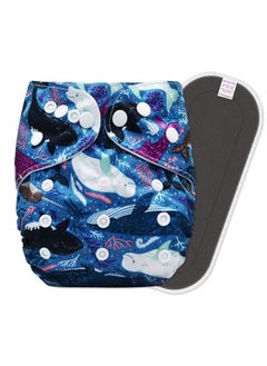 BEMBIKA Baby'S Polyester Washable Reusable Adjustable Cloth Diapers With 5 Layer Bamboo Charcoal Insert (Whale)  - Image 2