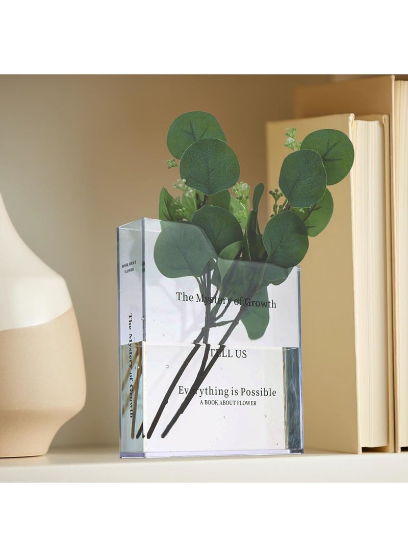 SYOSI Book-Shaped Acrylic Vase for Flowers, Elegant Decorative Vase for Book Lovers, Aesthetic Room Decor for Home, Office, and Bookshelves - Ideal Gift for Women, Teachers & Mothers Day (Clear) - Image 2