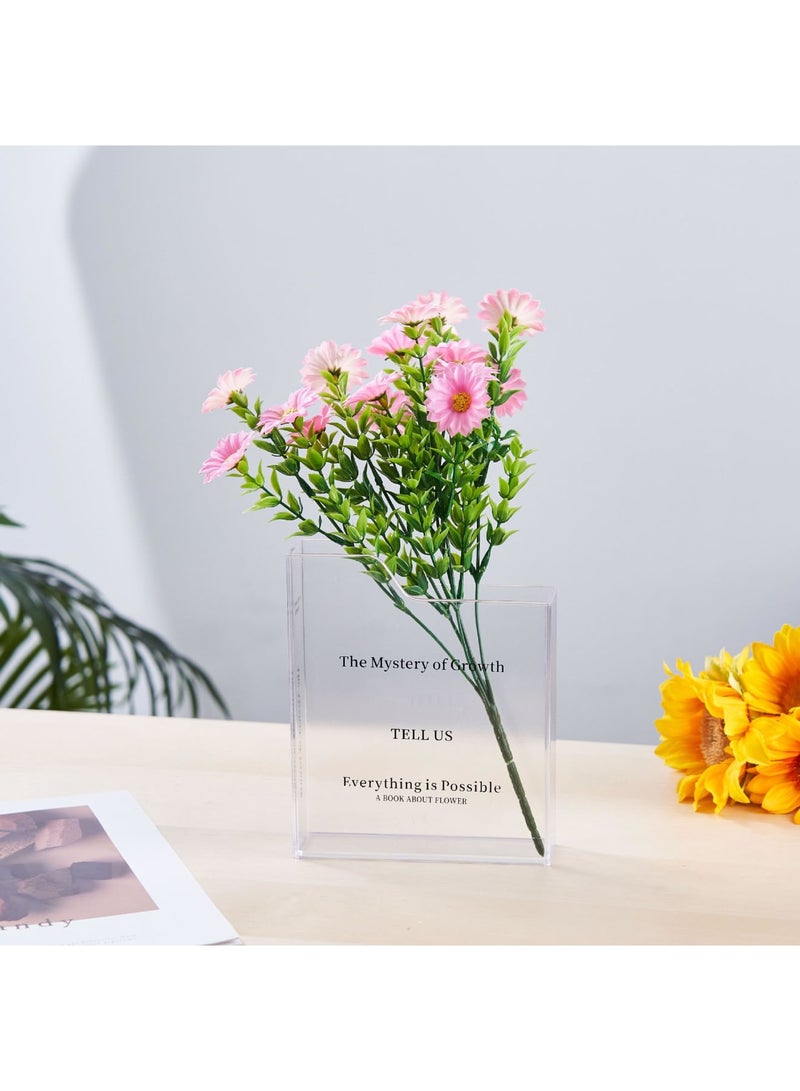 SYOSI Book-Shaped Acrylic Vase for Flowers, Elegant Decorative Vase for Book Lovers, Aesthetic Room Decor for Home, Office, and Bookshelves - Ideal Gift for Women, Teachers & Mothers Day (Clear) - Image 1