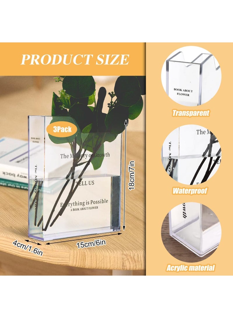 SYOSI Book-Shaped Acrylic Vase for Flowers, Elegant Decorative Vase for Book Lovers, Aesthetic Room Decor for Home, Office, and Bookshelves - Ideal Gift for Women, Teachers & Mothers Day (Clear) - Image 3