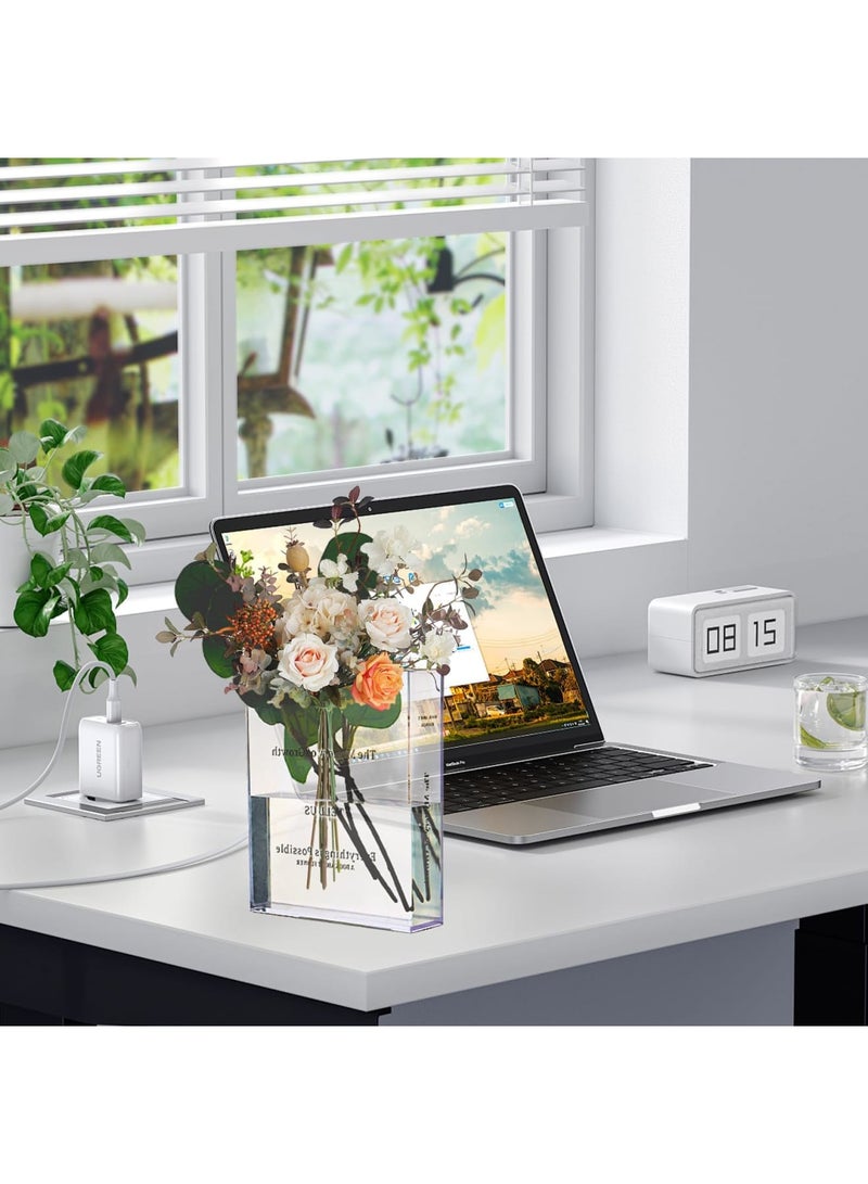 SYOSI Book-Shaped Acrylic Vase for Flowers, Elegant Decorative Vase for Book Lovers, Aesthetic Room Decor for Home, Office, and Bookshelves - Ideal Gift for Women, Teachers & Mothers Day (Clear) - Image 5