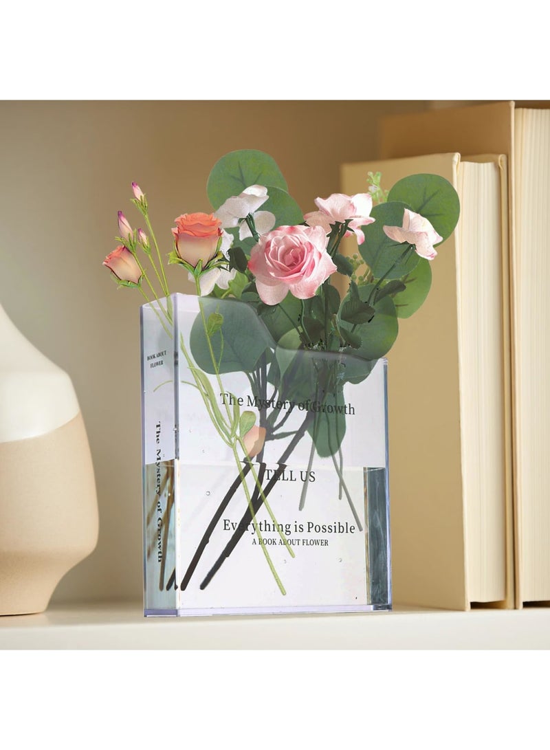 SYOSI Book-Shaped Acrylic Vase for Flowers, Elegant Decorative Vase for Book Lovers, Aesthetic Room Decor for Home, Office, and Bookshelves - Ideal Gift for Women, Teachers & Mothers Day (Clear) - Image 4