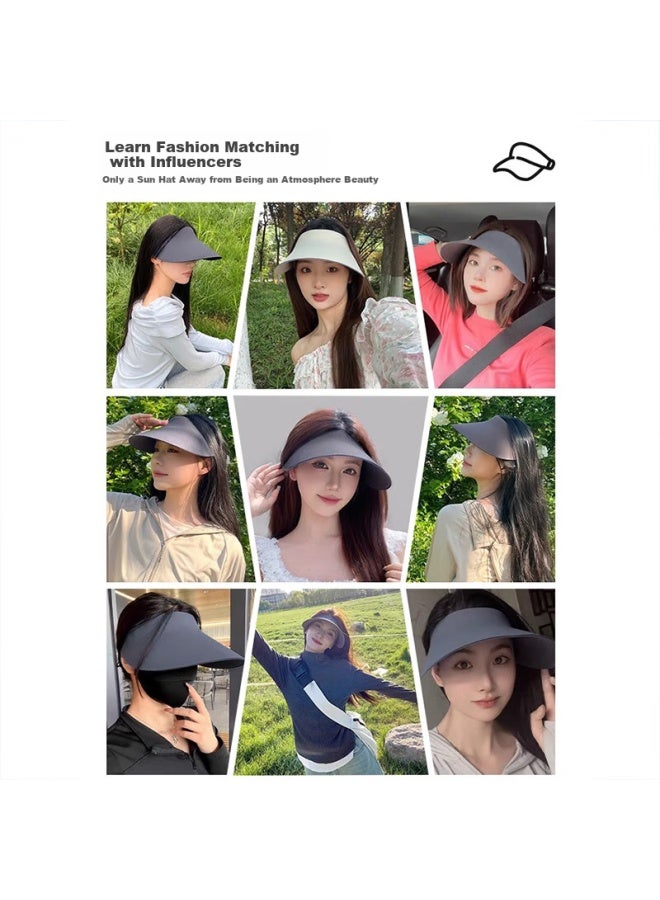 Mmoptop Invisible Integrated Sun Hat Women Uv Protection Sun Hat Summer Sports Big Brim Foldable Sunshade Hat - Image 2