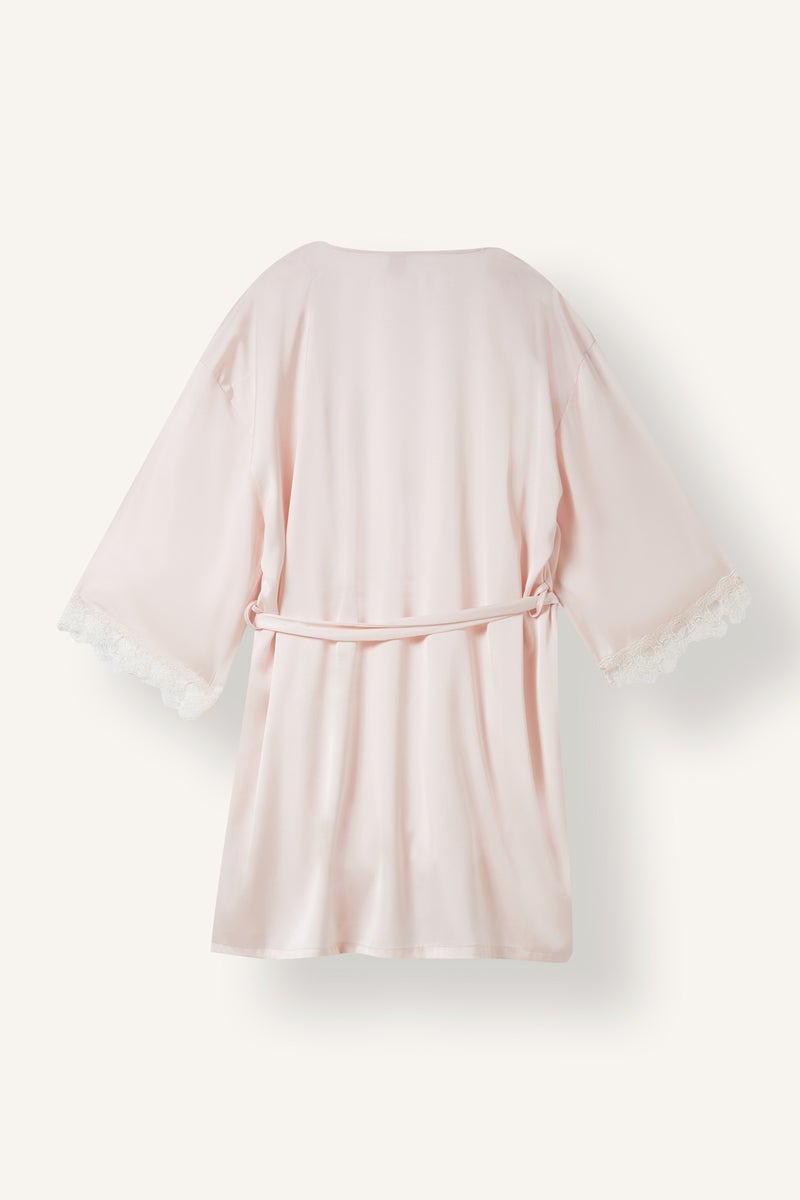 DeFacto Pink Woman Regular Fit Wrap Collar Satin Robe Casual - Image 2