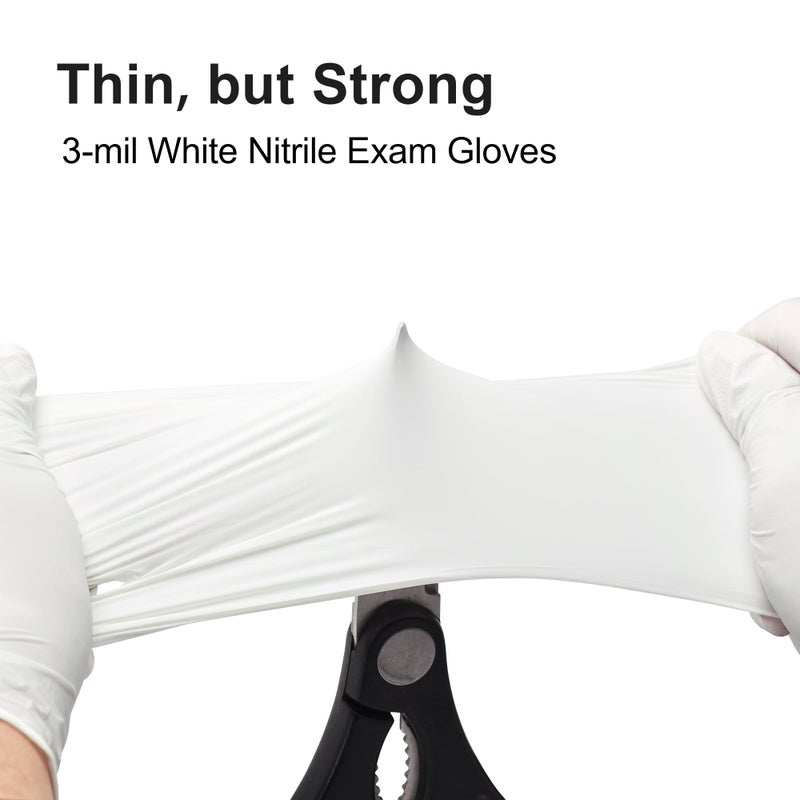 SwiftGrip Disposable Nitrile Exam Gloves, 3-mil, Small, Box of 100, White Nitrile Gloves Disposable Latex Free for Medical, Cleaning, Cooking & Esthetician, Food-Safe, Powder-Free, Non-Sterile - Image 3