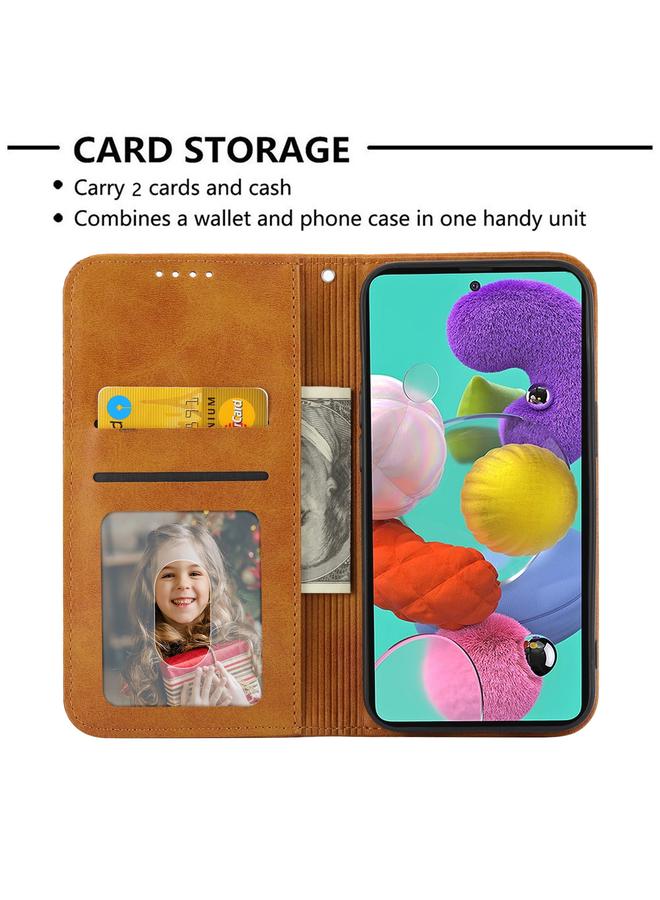 S-TOP Case For Samsung Galaxy A72 4G / 5G Cubic Grid Calf Texture Magnetic Closure Leather Phone Case - Image 4