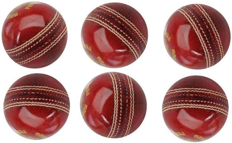 AnNafi ® Red Cricket Ball | Red Color Leather Cricket Balls for Practice A Grade Handstitched | Senior Official Hard & Seasoned |No Stamp for Indoor and Outdoor Practice & Training Cricket Ball - Image 1