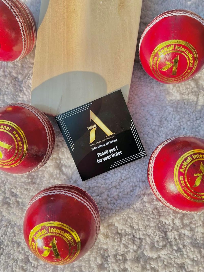 AnNafi ® Red Cricket Ball | Red Color Leather Cricket Balls for Practice A Grade Handstitched | Senior Official Hard & Seasoned |No Stamp for Indoor and Outdoor Practice & Training Cricket Ball - Image 4
