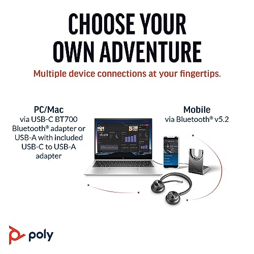Poly Voyager 4320 UC Wireless Headset & Charge Stand - Noise-Canceling Wireless Headphones with Mic - Connect to PC via USB-C to USB-A Adapter, Cell Phone via Bluetooth, Microsoft Teams Certified - Image 5