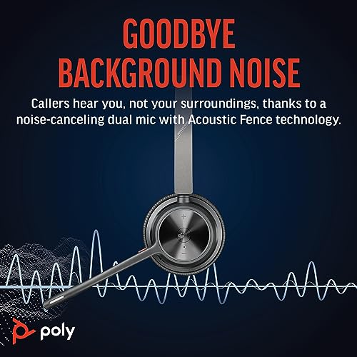Poly Voyager 4320 UC Wireless Headset & Charge Stand - Noise-Canceling Wireless Headphones with Mic - Connect to PC via USB-C to USB-A Adapter, Cell Phone via Bluetooth, Microsoft Teams Certified - Image 3