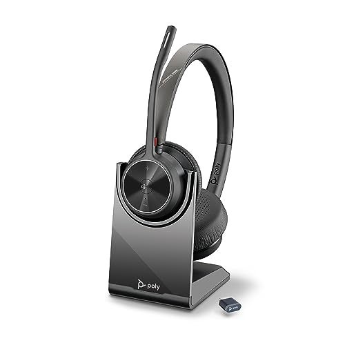 Poly Voyager 4320 UC Wireless Headset & Charge Stand - Noise-Canceling Wireless Headphones with Mic - Connect to PC via USB-C to USB-A Adapter, Cell Phone via Bluetooth, Microsoft Teams Certified - Image 1
