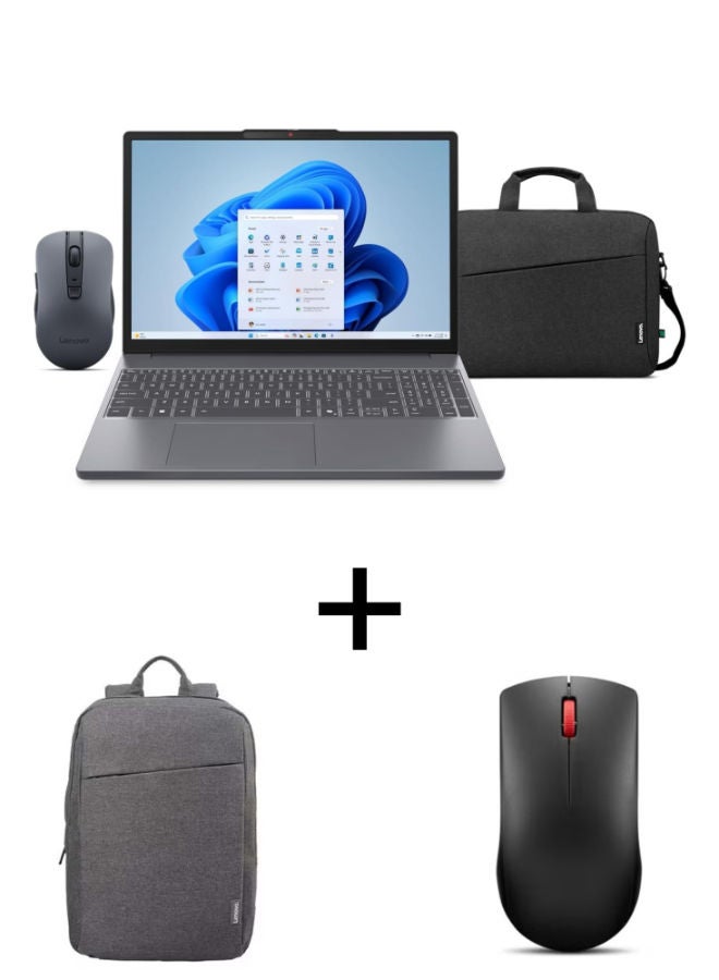 لابتوب IDEAPAD SLIM 3 15IRH10 بشاشة 15.3 بوصة WUXGA / معالج Intel Core i7-13620H / ذاكرة تخزين 16 جيجابايت / قرص SSD بسعة 512 جيجابايت / معالج رسومات Intel UHD 600 / مع حقيبة + ماوس + حقيبة ظهر Lenovo B210 للابتوب مقاس 15.6 بوصة + ماوس Lenovo 150 لاسلكي صغير الحجم لونا غراي
