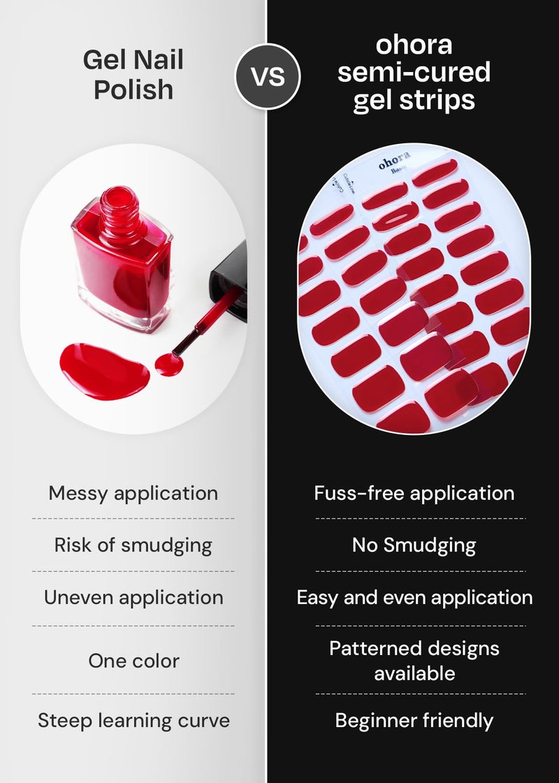 ohora Semi Cured Gel Nail Strips (N Shooting Star) - Purple, Glitter, Works with Any UV/LED Lamps, Salon-Quality, Long Lasting, Easy to Apply & Remove - Includes 2 Prep Pads, Nail File & Wooden Stick - Image 5