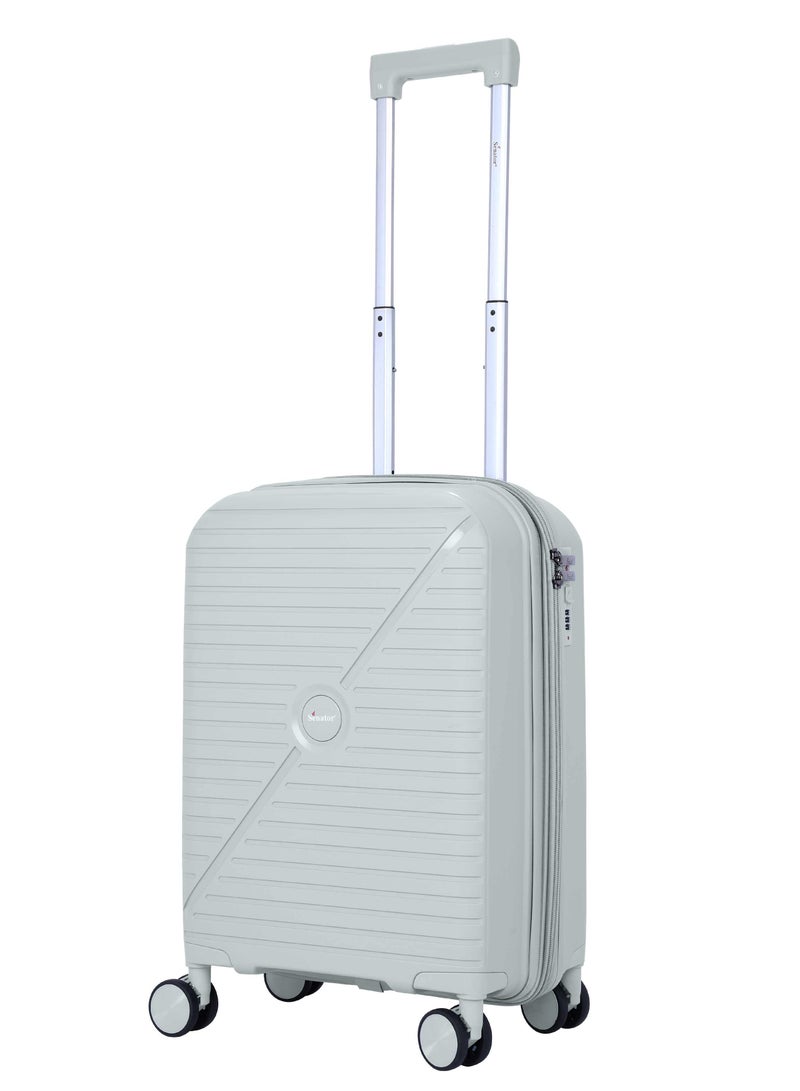 SENATOR Unisex Expandable Hard Case Luggage Lightweight PP Fashion Trolley Luggage with 4 Double Spinner Wheel and Safe Zippers KH1006-Silver - Image 1