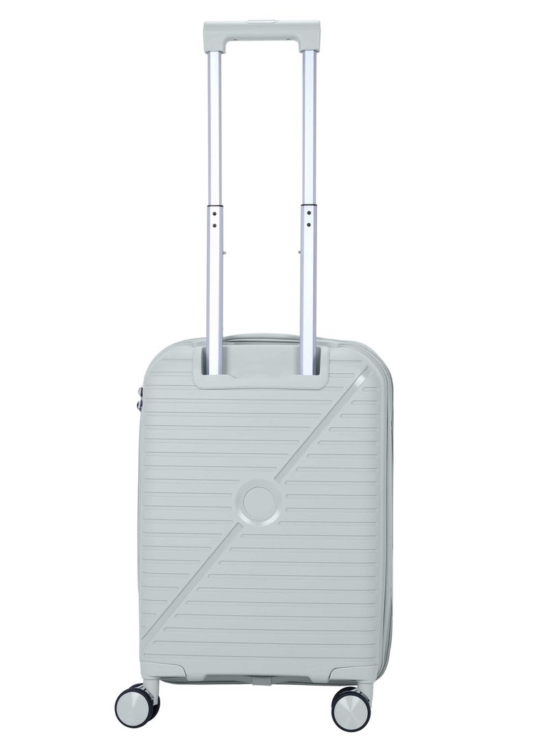 SENATOR Unisex Expandable Hard Case Luggage Lightweight PP Fashion Trolley Luggage with 4 Double Spinner Wheel and Safe Zippers KH1006-Silver - Image 3