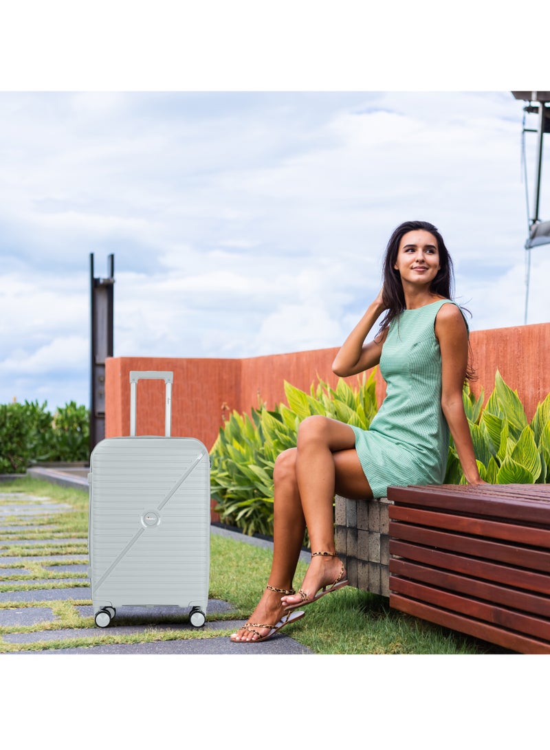 SENATOR Unisex Expandable Hard Case Luggage Lightweight PP Fashion Trolley Luggage with 4 Double Spinner Wheel and Safe Zippers KH1006-Silver - Image 2