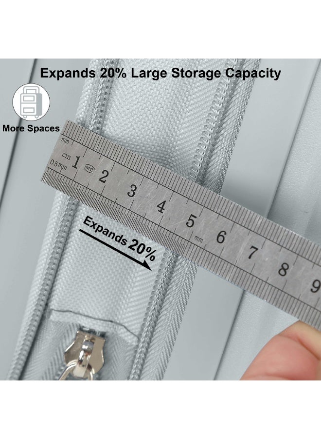 SENATOR Unisex Expandable Hard Case Luggage Lightweight PP Fashion Trolley Luggage with 4 Double Spinner Wheel and Safe Zippers KH1006-Silver - Image 5