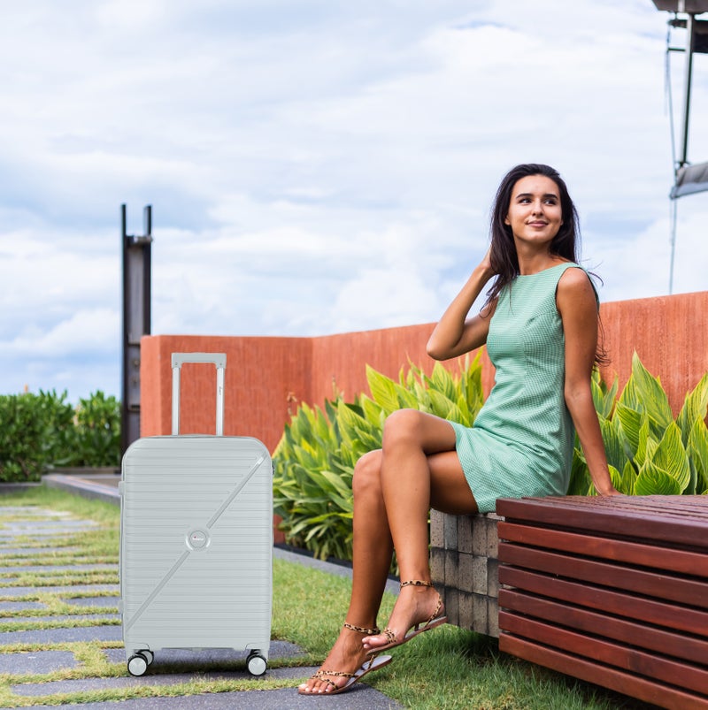 سيناتور حقيبة سفر بعجلات دوارة مزدوجة خفيفة الوزن قابلة للتوسيع من البولي بروبلين بتصميم عصري بسحاب آمن  فضي - Image 2