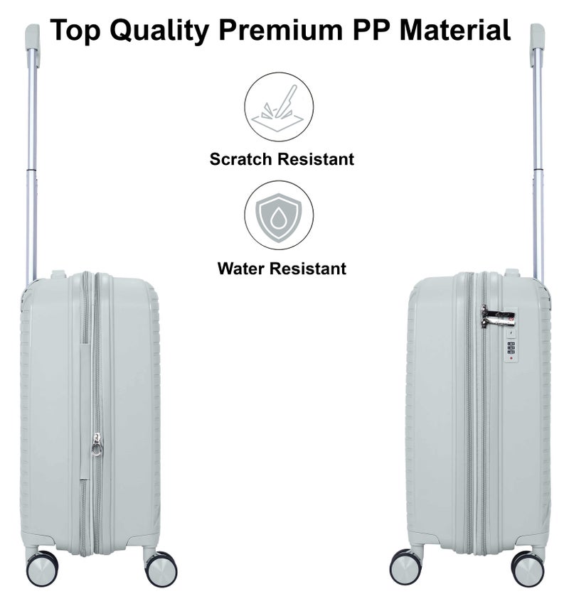 سيناتور حقيبة سفر بعجلات دوارة مزدوجة خفيفة الوزن قابلة للتوسيع من البولي بروبلين بتصميم عصري بسحاب آمن  فضي - Image 3