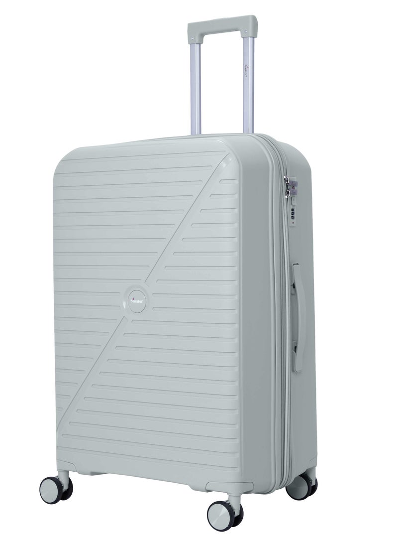 SENATOR - Senator Unisex Expandable Hard Case Luggage Lightweight PP Fashion Trolley Luggage with 4 Double Spinner Wheel and Safe Zippers KH1006-Silver - Image 1