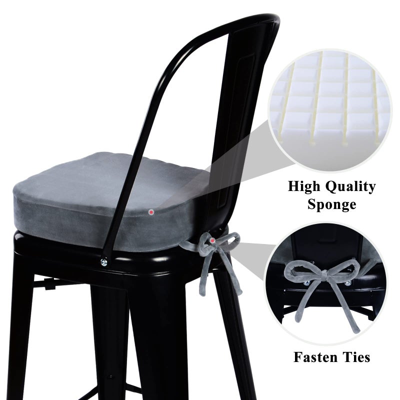 BAIBU baibu 14x14 Inches Non Slip Metal Dining Chair Pads  Super Soft Bar Stool Cushions Kitchen Chair Pads with Ties - One Cushion only (Grey  14?14?3in) - Image 4