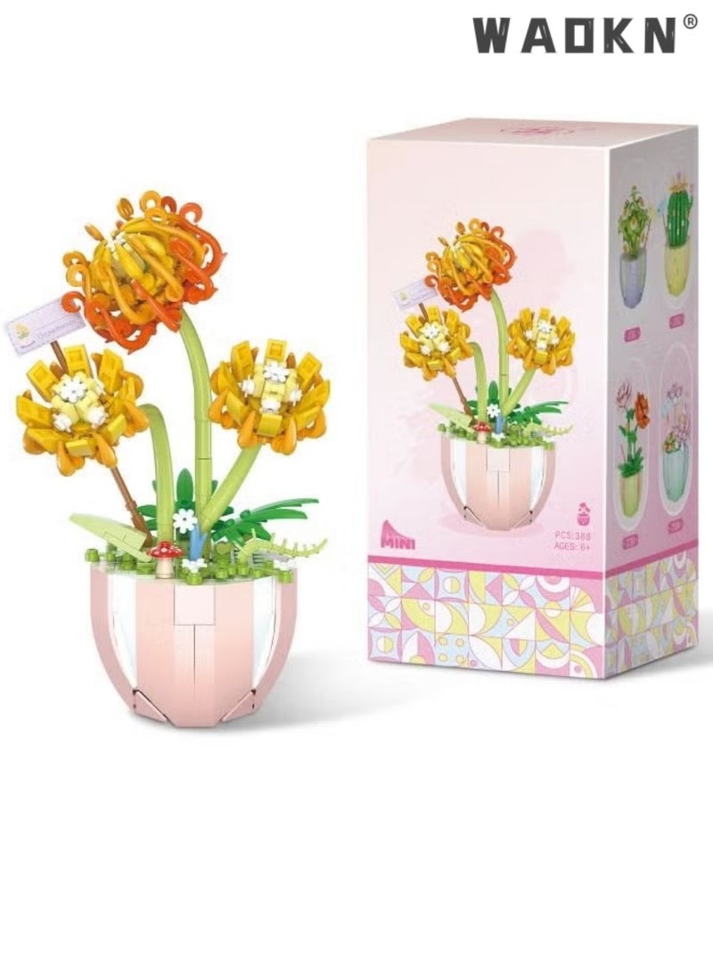 WAOKN New Creative Assembly Simulation Flowers Pot Small Particle Building Blocks Creative Art Decoration Gift 