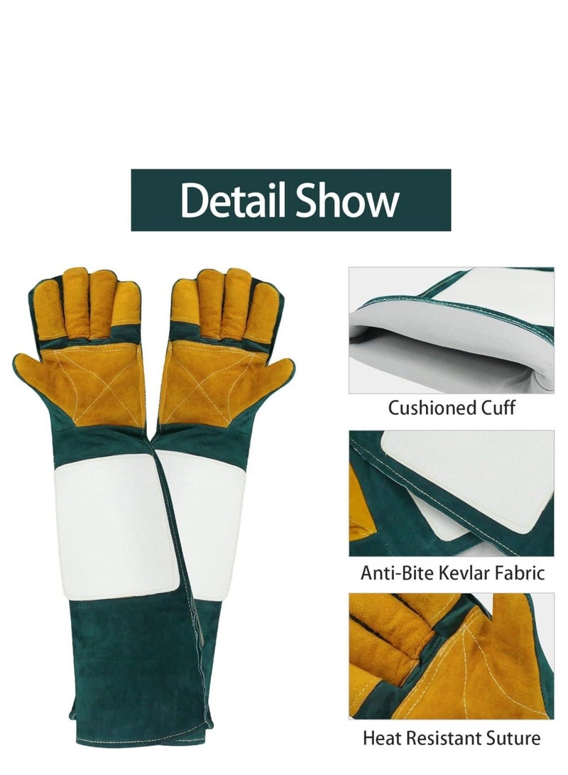 Generic Animal Handling Gloves, 23.6 In Long Sleeves Bite Proof Reptile Protection Glove, Cowhide Leather Handling Gloves, Anti Bite Scratch Long Resistant Dog Training Gloves for Pet Cat Lizard Bird Parrot - Image 5