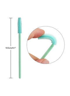 g2plus 100Pcs Silicone Eyelash Brushes Mascara Brushes Wands Applicator Makeup Kits For Makeup Personal Care And Eyelash Extensions (Green)  - Image 2