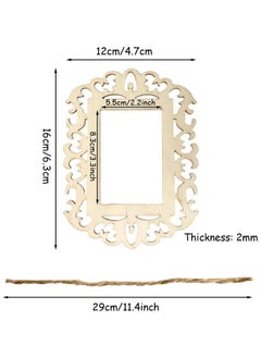 Generic Wooden Picture Frames Creativity with 12 Blank Unfinished Wooden Picture Frames Perfect for DIY Crafts Home Decor and Tree Hanging Includes Jute Rope for Wallet Sized Photo Masterpieces  - Image 2