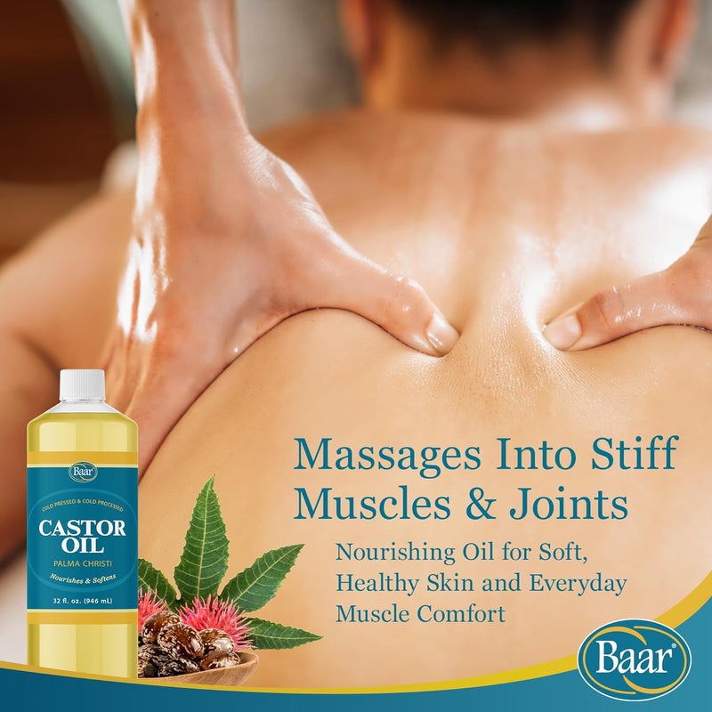 Baar Cold-Pressed Hexane-Free Castor Oil - 32 oz (946 ml) - Nourishing and Soothing Oil for Skin and Hair - Image 5