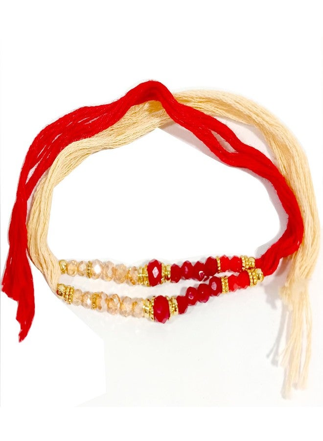 Shriya Set of 2 Rakhi Designer Handmade Rakhi Sets for Brother Bhaiya Bhai and Bhabhi for Raksha Bandhan Indian Bracelet Beads Rakhi Thread Bhaiya Bhabhi Sister Rakhi Band - Image 2