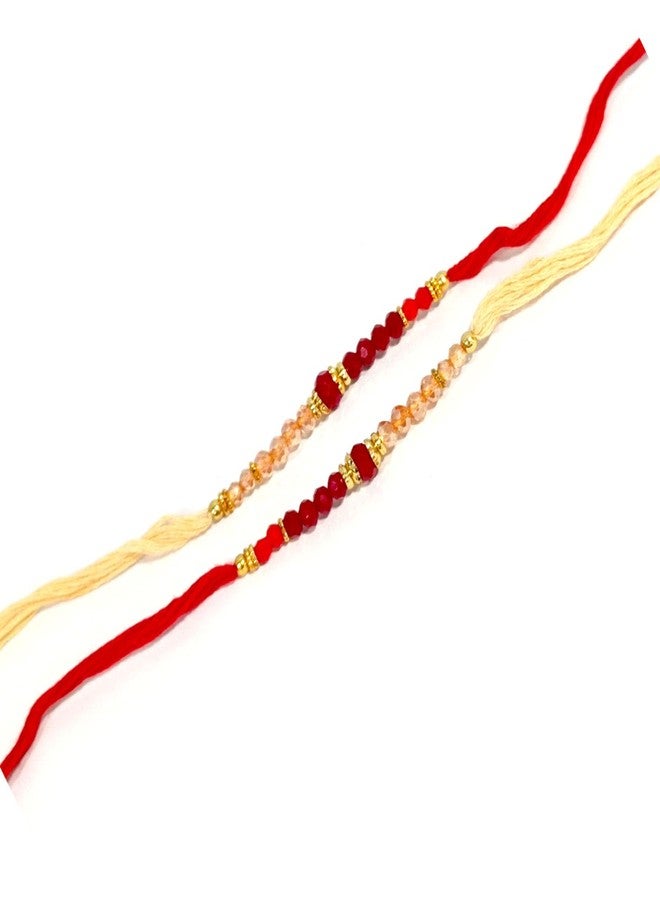 Shriya Set of 2 Rakhi Designer Handmade Rakhi Sets for Brother Bhaiya Bhai and Bhabhi for Raksha Bandhan Indian Bracelet Beads Rakhi Thread Bhaiya Bhabhi Sister Rakhi Band - Image 3