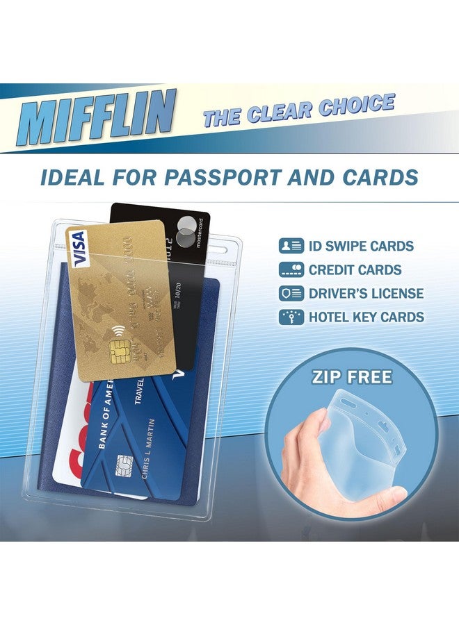 MIFFLIN -Usa Passport & Card Holders (Clear, 4X6 Inches, 10 Pack), Extra Large Id Name Badge Holder, Zipperless Vertical Plastic Card Holders - Image 2