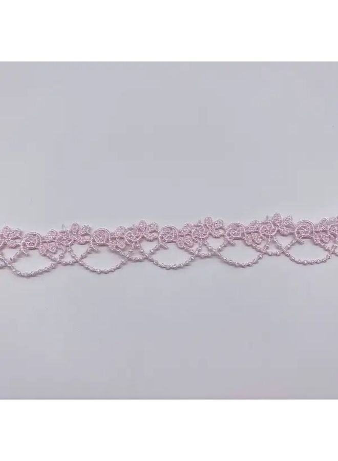 تريم الدانتيل المطرز القابل للذوبان في الماء 1 ياردة باللون الوردي لخياطة الملابس - Image 1