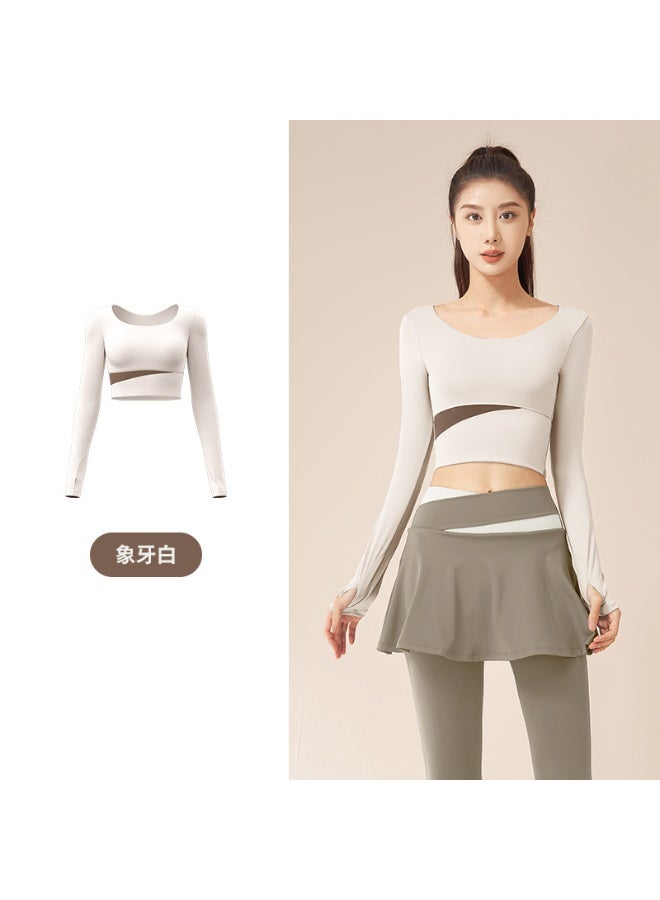 Color Matching Long-sleeved Yoga Suit  Nude Feeling Tight And Thin Sports Running Fitness Suit Women - Image 1
