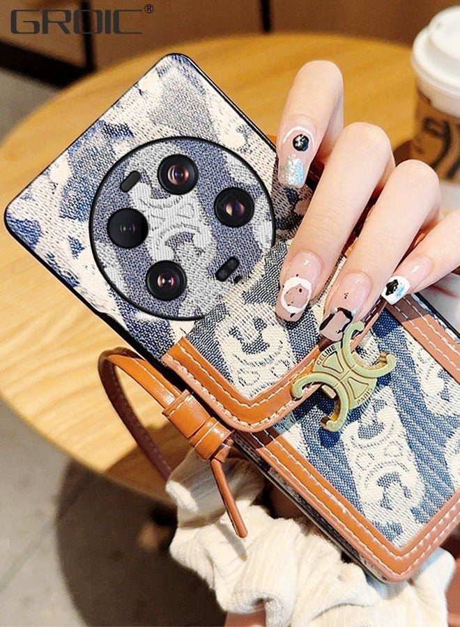 GROIC Case for Xiaomi 13 Ultra 6.73 Inches Phone with Leather Cross-Body Strap and Flip Button Wallet Holder Case, Canvas PU Detachable Crossbody Lanyard Card Cover - Image 5