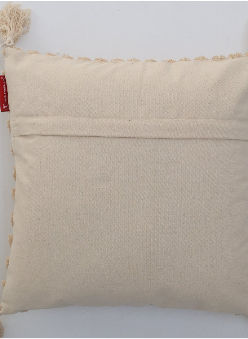 Ramsha Natural Color Cotton Home Decor Tassel Cushion with Filler for Bedroom – CS 328  - Image 4