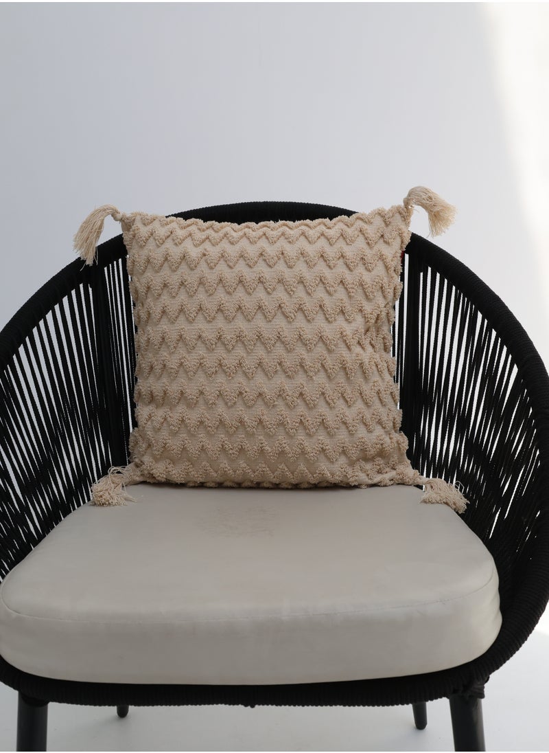 Ramsha Natural Color Cotton Home Decor Tassel Cushion with Filler for Bedroom – CS 328  - Image 5