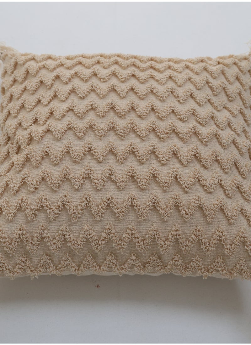 Ramsha Natural Color Cotton Home Decor Tassel Cushion with Filler for Bedroom – CS 328  - Image 3