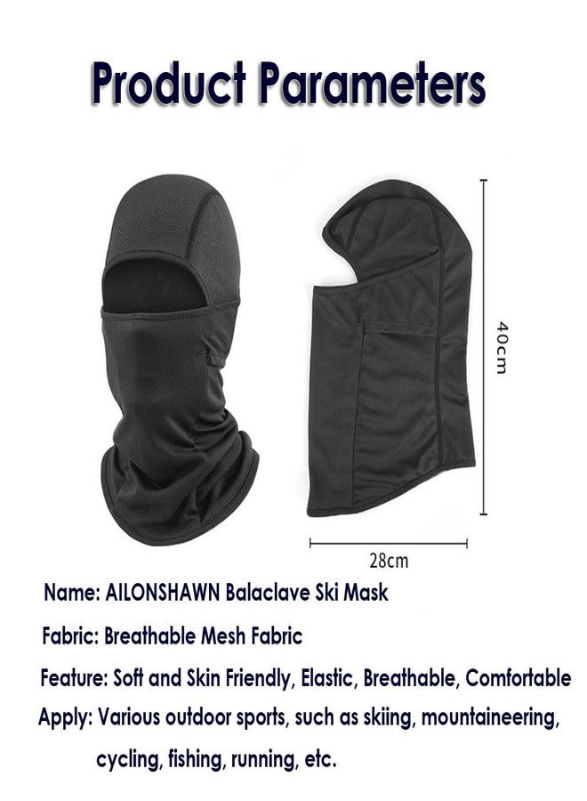 AILONSHAWN 2 Pack Black Ski Mask for Men Women Balaclava Face Mask Summer Shiesty Mask Full Head Mask for Motorcycle Helmet Sun UV Protection - Image 2