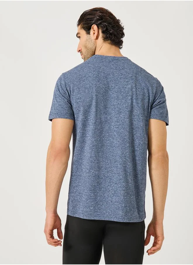 ستايلي Minimal Print Melange Knit Round Neck T-Shirt