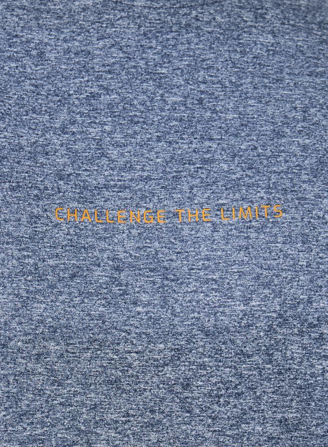 Minimal Print Melange Knit Round Neck T-Shirt