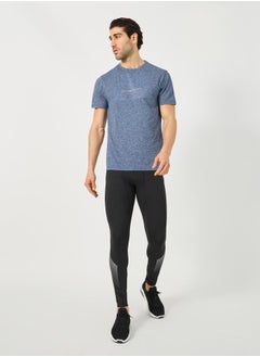 Styli Minimal Print Melange Knit Round Neck T-Shirt  - Image 2